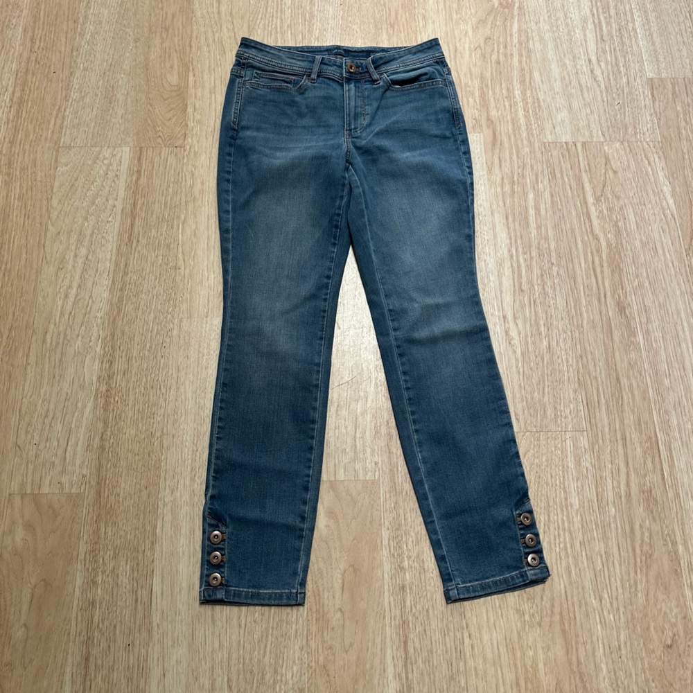 J Jill Authentic Fit Women's Blue Jeans with Button Detail 4